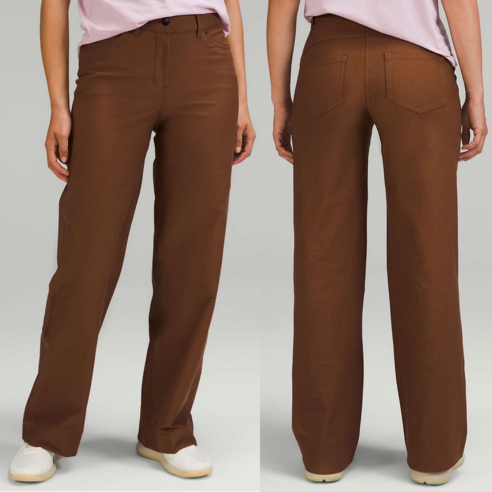 Lululemon City Sleek Wide Leg Brown Trousers Pants Womens Size 28 Style LW5ENJS
